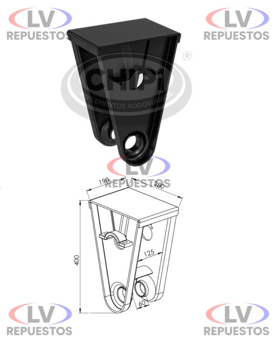 SOPORTE BALANZA CENTRAL CARRETA PERNO 60MM C/ MANCAL RANDON CHIPI