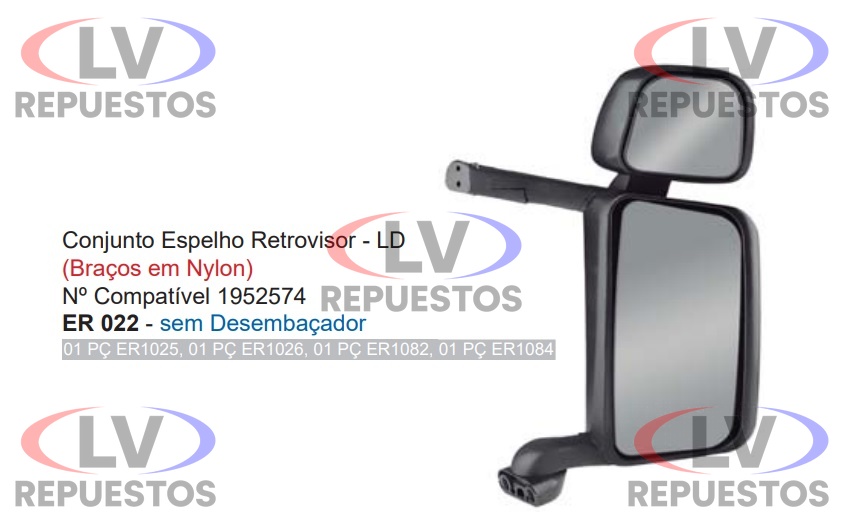 ESPEJO RETROVISOR LD S/ DES. C/ AUX. MANUAL BRAZO NYLON S4/S5 FABBOF