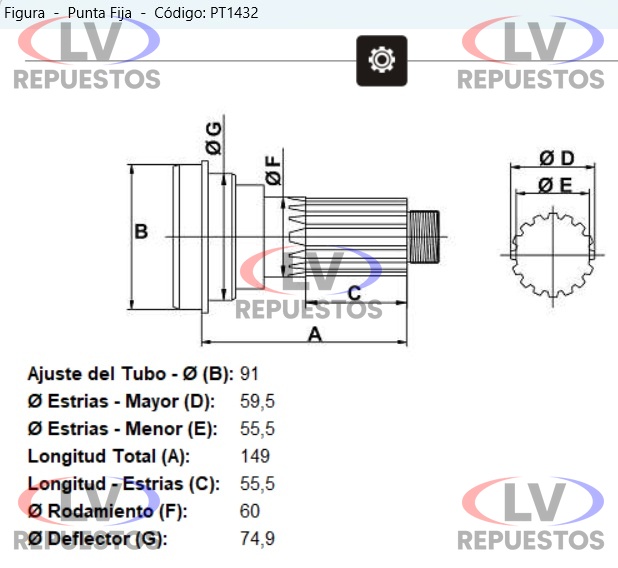 PUNTERA CARDAN C/ROSCA 24E SC-124 CA�O MECPAR