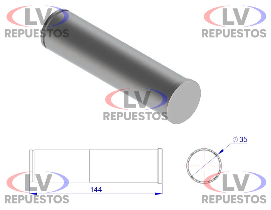 PERNO RODILLO RONDANA ZAPATA DE 35X144MM OLIVO