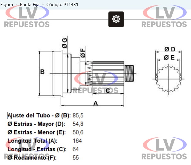 PUNTERA CARDAN C/ROSCA 22E SC-112 95MM CA�O MECPAR