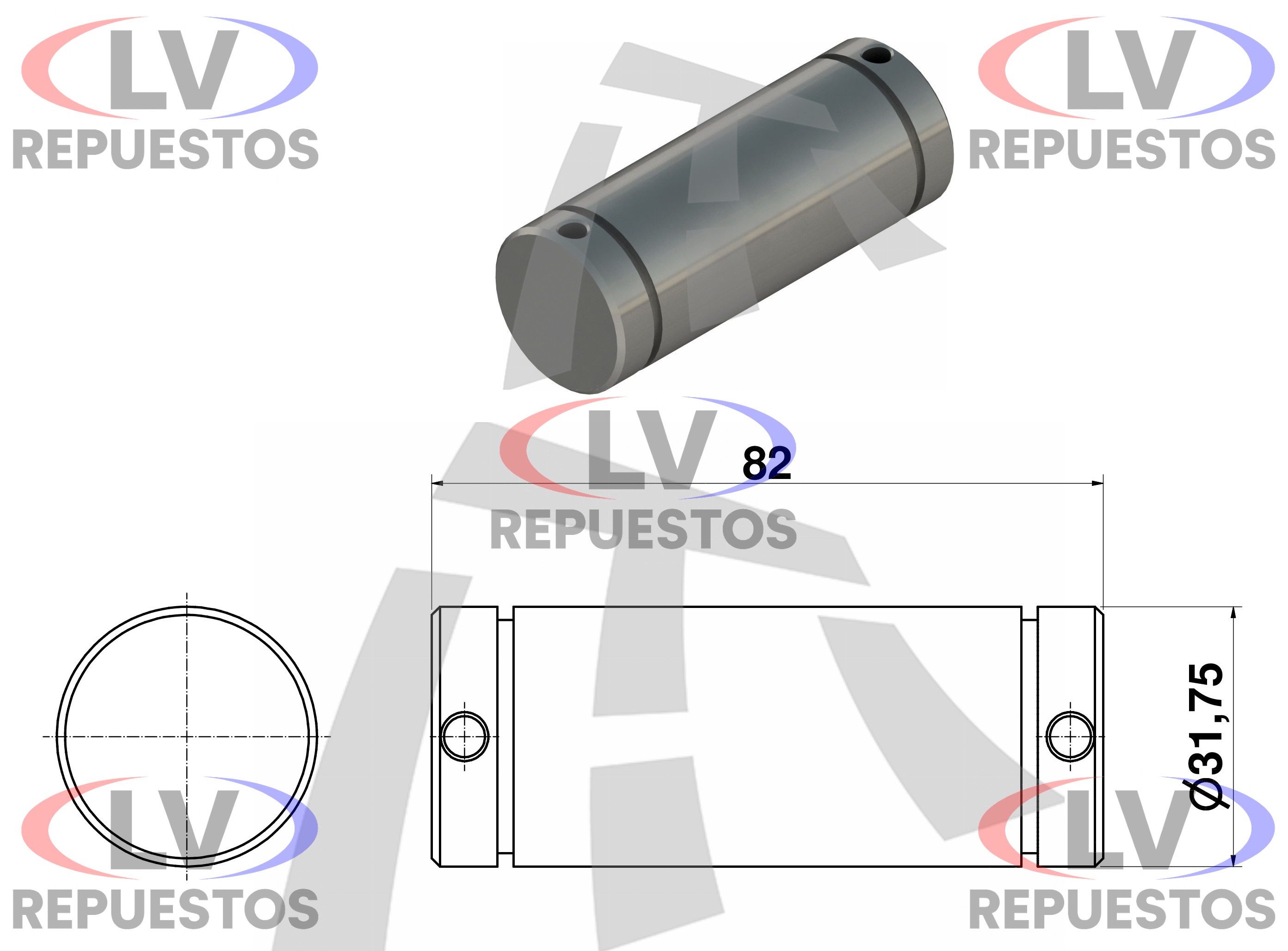PERNO RODILLO RONDANA ZAPATA DE 32X82MM THOR