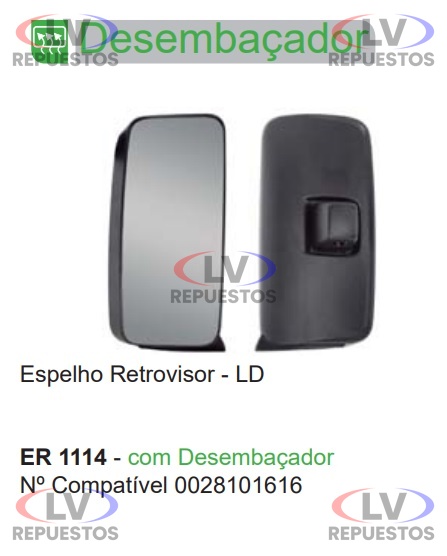 ESPEJO RETROVISOR LD C/ DES. MBB-AXOR/ATEGO FABBOF