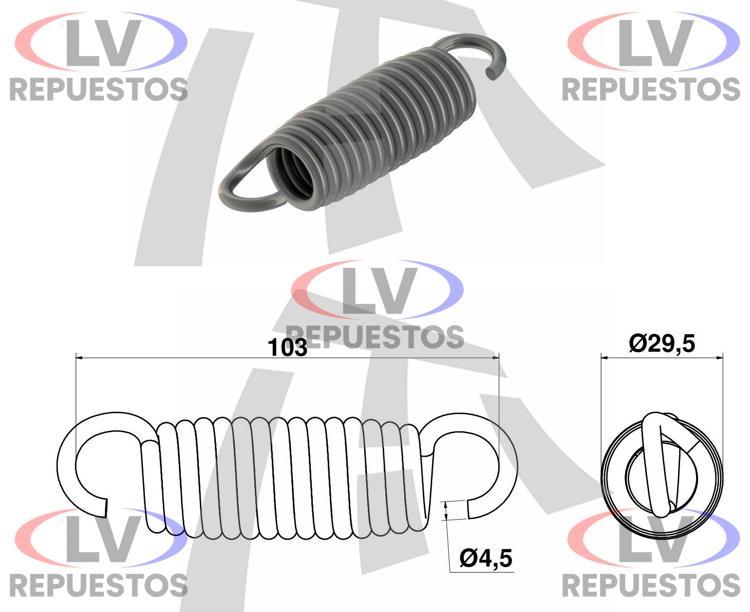 RESORTE ZAPATA DE FRENO DT/TR 103MM (GORDINHA) SC-111/112 THOR