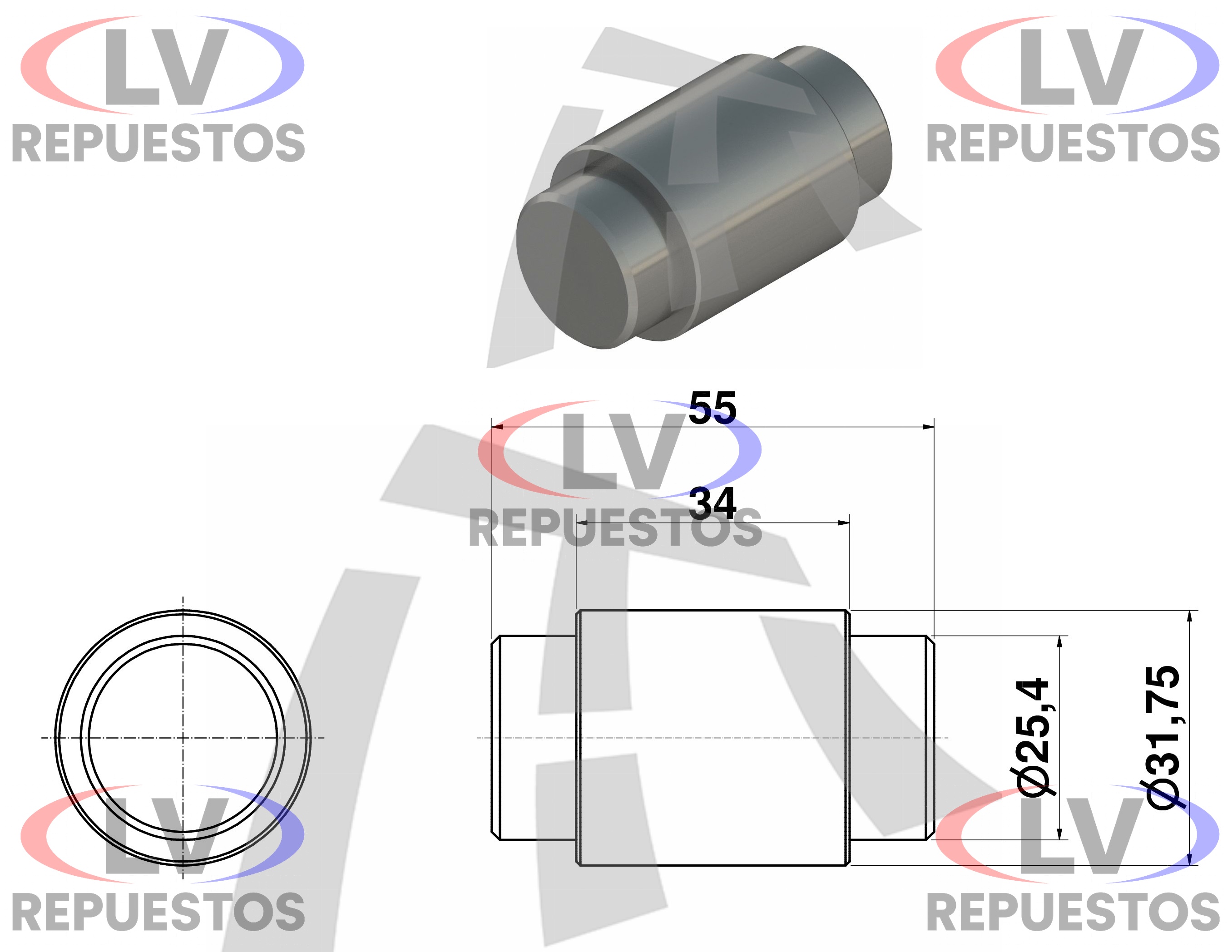 RODILLO ZAPATA DE FRENO MASTER 25.4X31.75X55MM THOR
