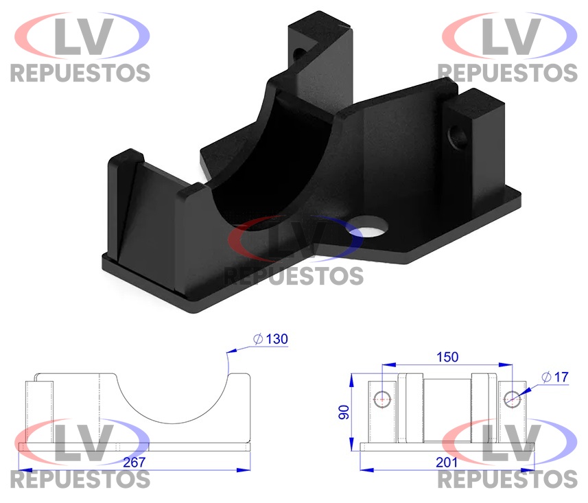 ZAPATA MAZO ELASTICO EJE REDONDO 130MM RANDON OLIVO