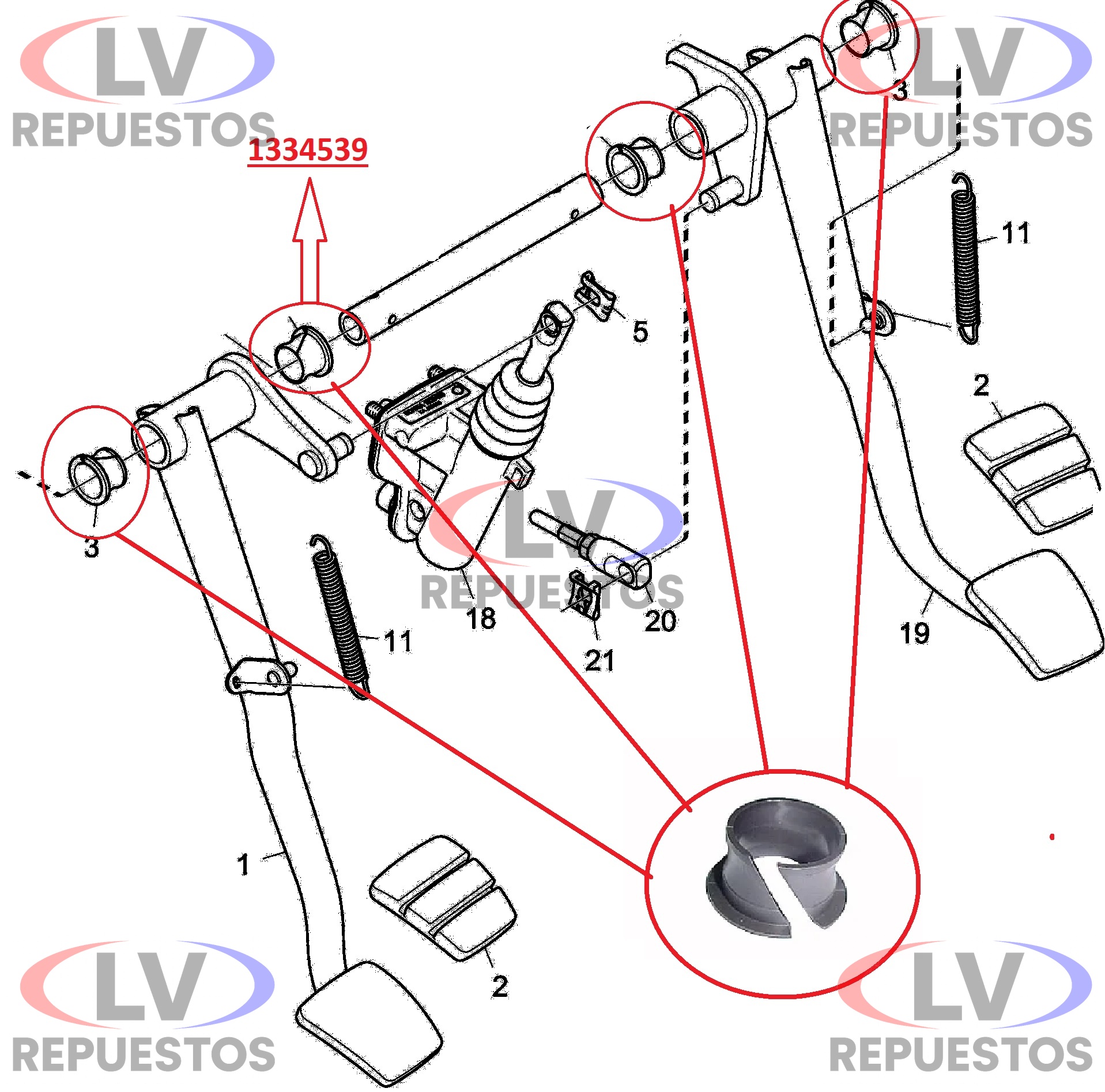 BUJE PLASTICO UNION PEDAL DE EMBRAGUE S4/S5 SCANIA ORIGINAL