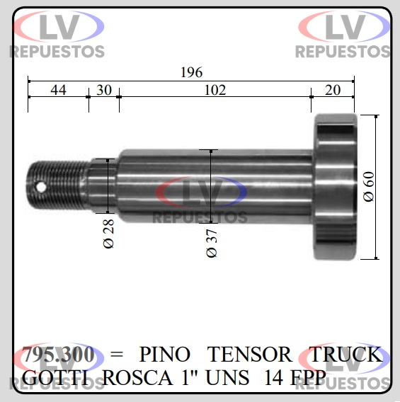 PERNO BRAZO TENSOR 60X37X192 MM CARRETA FAMA