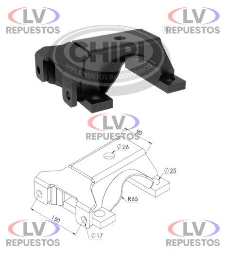 ZAPATA MAZO ELASTICO EJE REDONDO 130MM GUERRA CHIPI