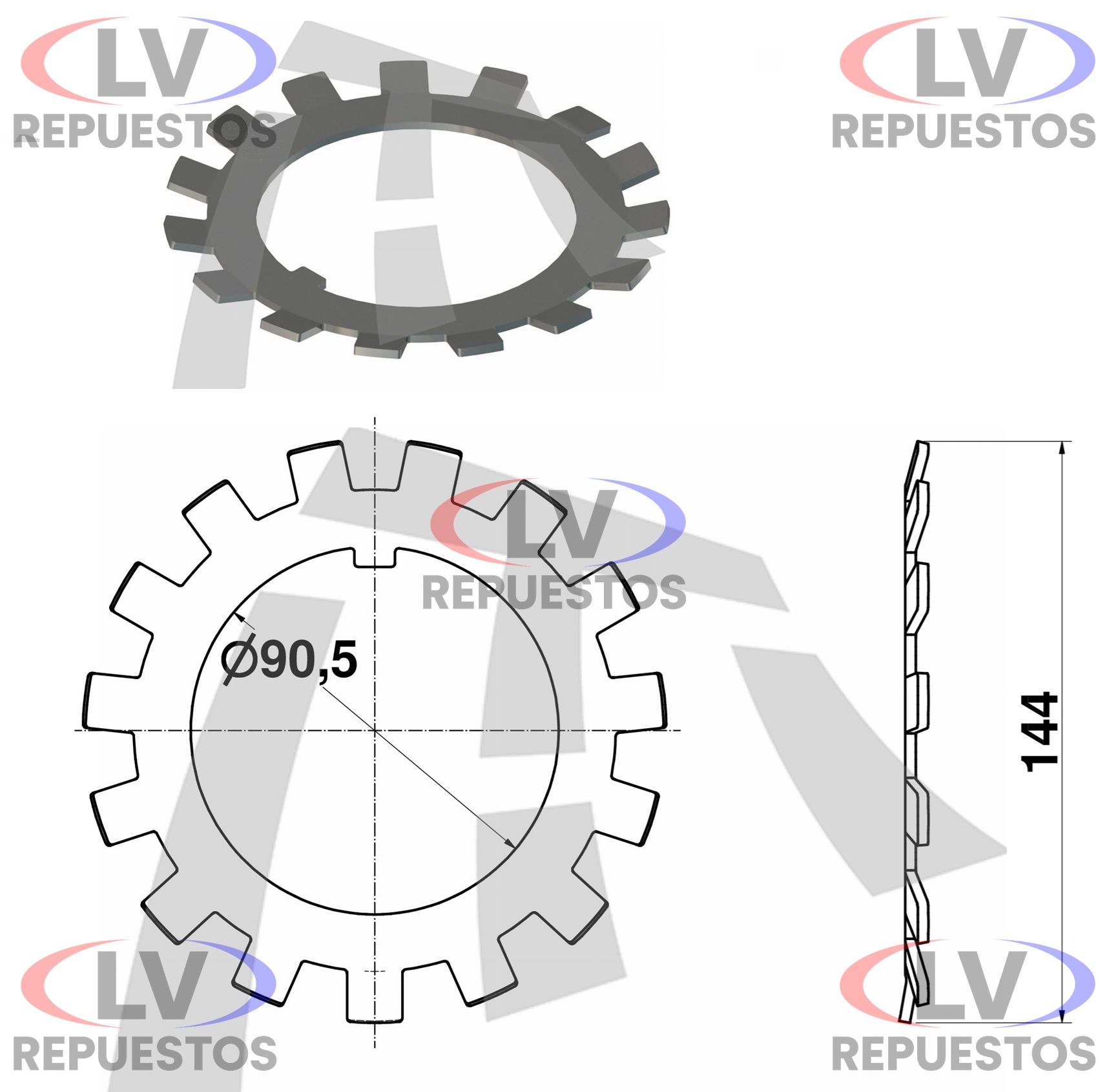 SEGURO ARA�A MAZA CARRETA 90.5X144MM GUERRA THOR