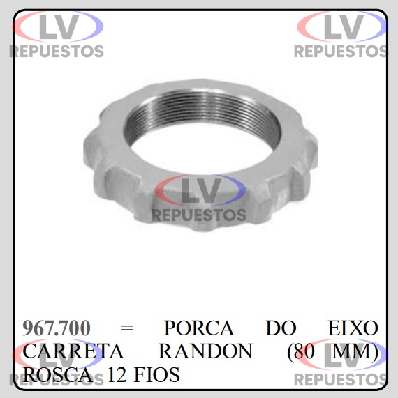 TUERCA MAZA ARA�A CARRETA RANDON 80MM FAMA