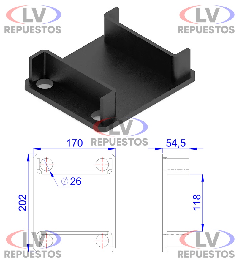 ZAPATA INFERIOR P/ EJE CUADRADO 118MM CARRETA RANDON OLIVO