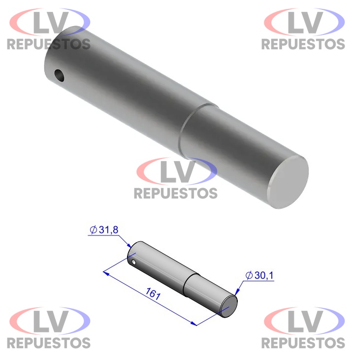 PERNO RODILLO RONDANA ZAPATA DE 30X32X161MM CARRETA RANDON OLIVO