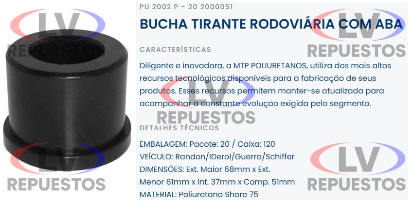 BUJE TENSOR CARRETA DE GOMA C/PESTA�A DE 60MM MTP