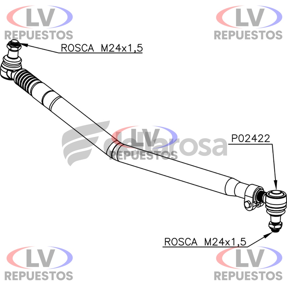 BARRA DIRECCION CORTA 1054MM SC S4/S5 DELLAROSA