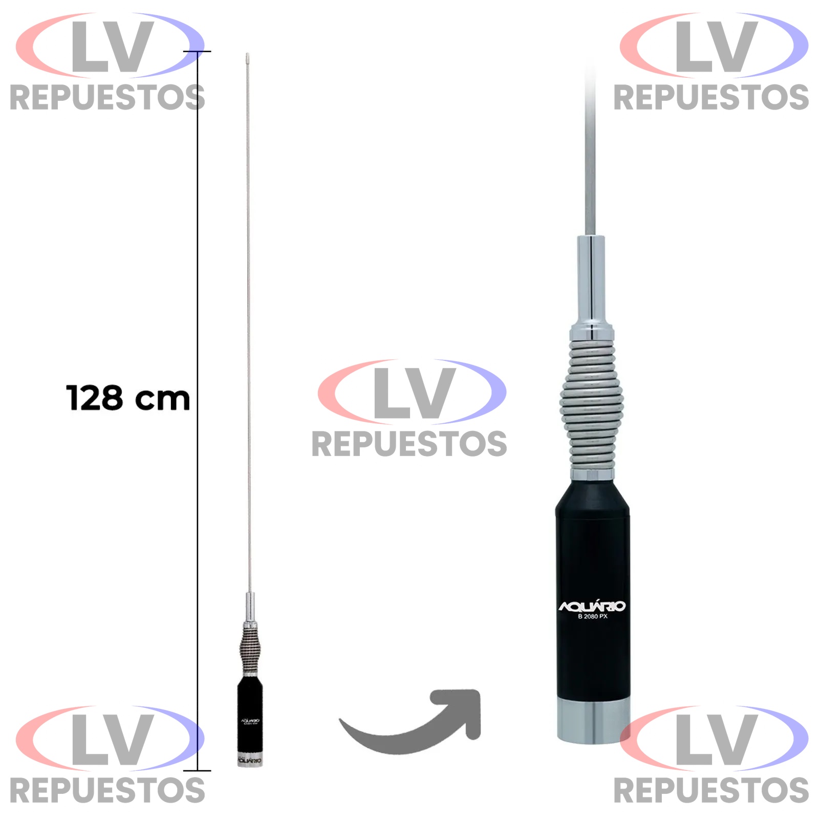 ANTENA DE RADIO BASE POLIURETANO C/ RESORTE 1280MM AQUARIO