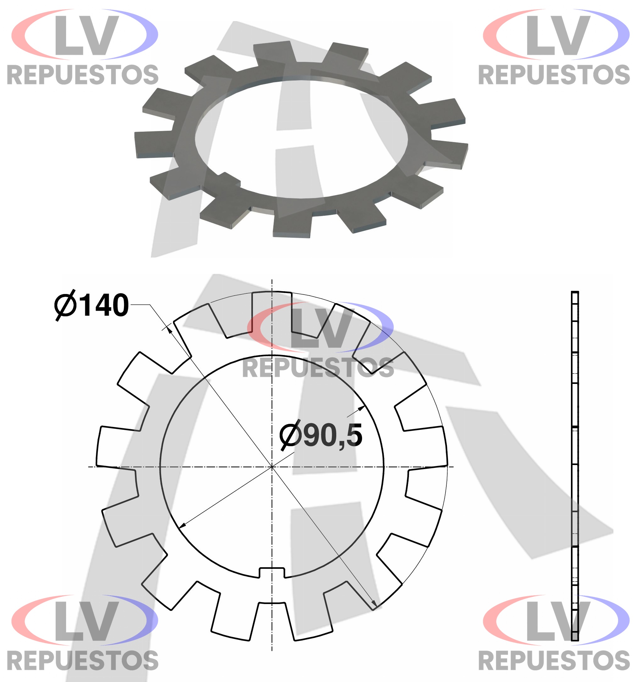 SEGURO ARA�A MAZA CARRETA 90.5X140MM NOMA/FACCHINI ANTIGUO THOR