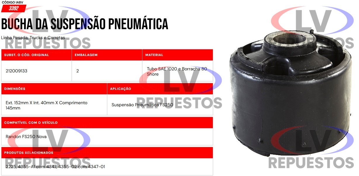 BUJE EJE SEPARADO 40X152X145MM CARRETA RANDON IABV