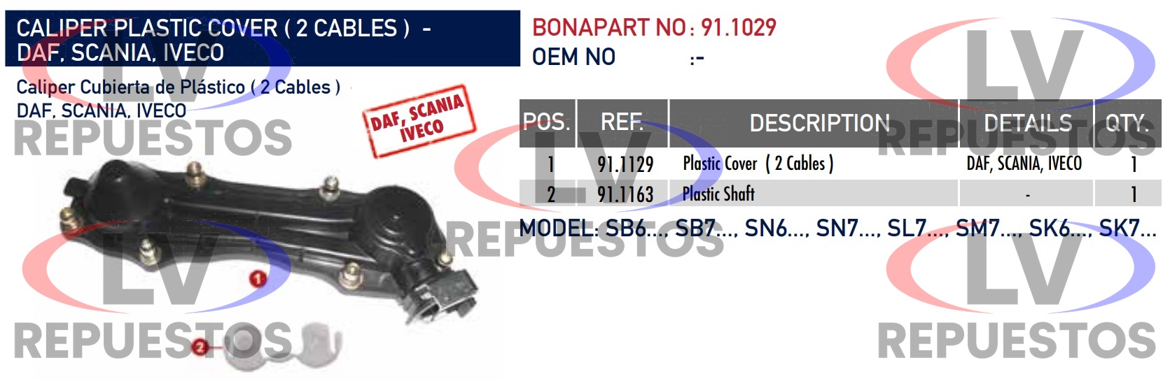 TAPA CADENA MORDAZA DE FRENO C/ SENSOR 2 CABLES A CLIP SC S4/S5 BONAPART