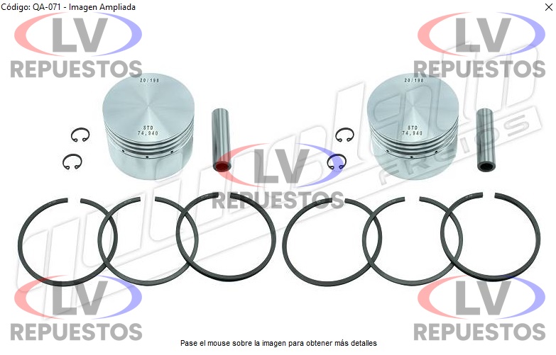 PISTON COMPRESOR AIRE C/ ARO KNORR 75MM 0.25 QUINELATO