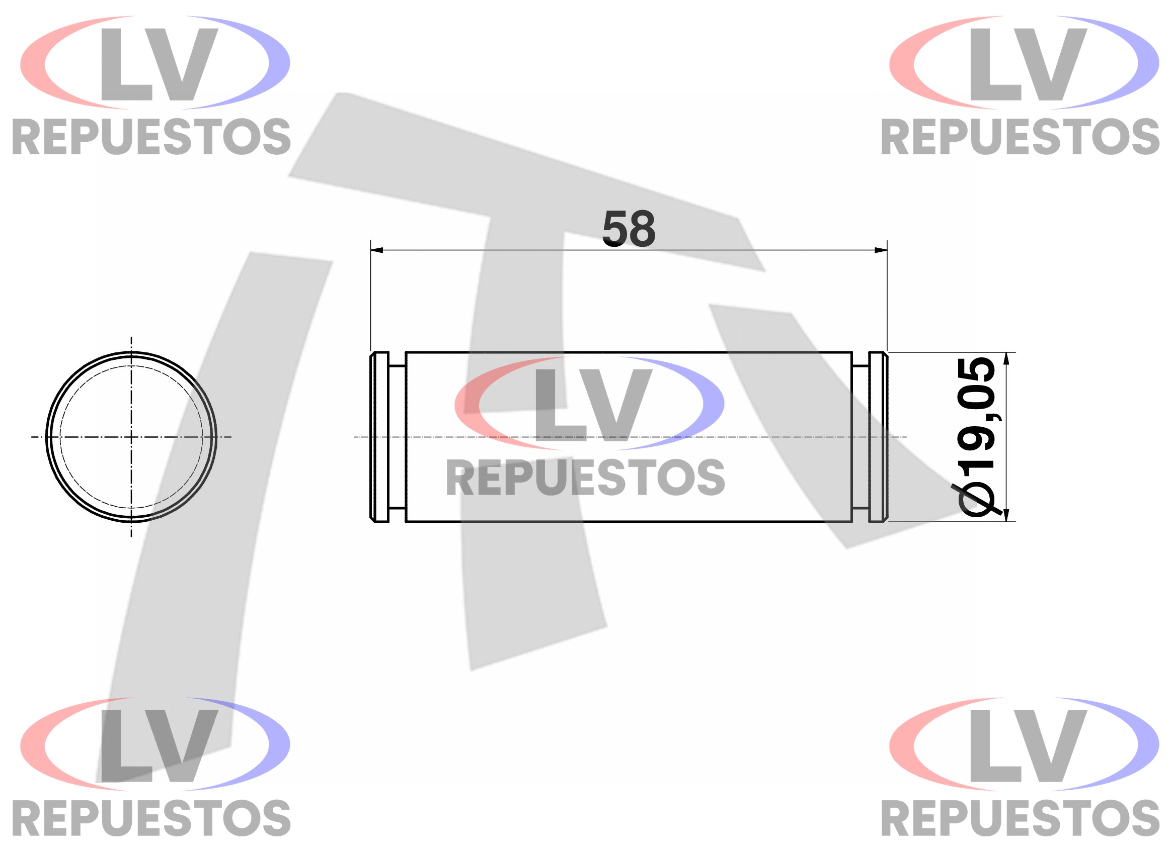 PERNO RODILLO RONDANA ZAPATA DE 19X58MM THOR