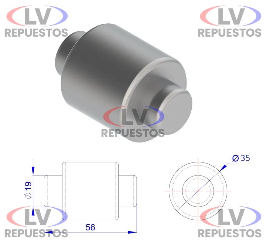 RODILLO ZAPATA DE FRENO BENDIX 35X19X58MM OLIVO